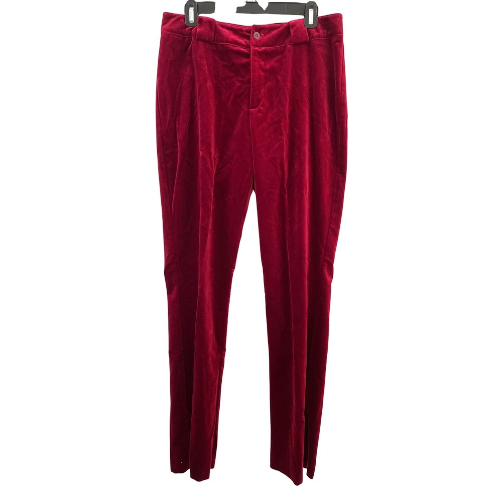 Guess Collection Vintage Velvet‎ Dress Pants Red Straight Leg High Waist Size 12